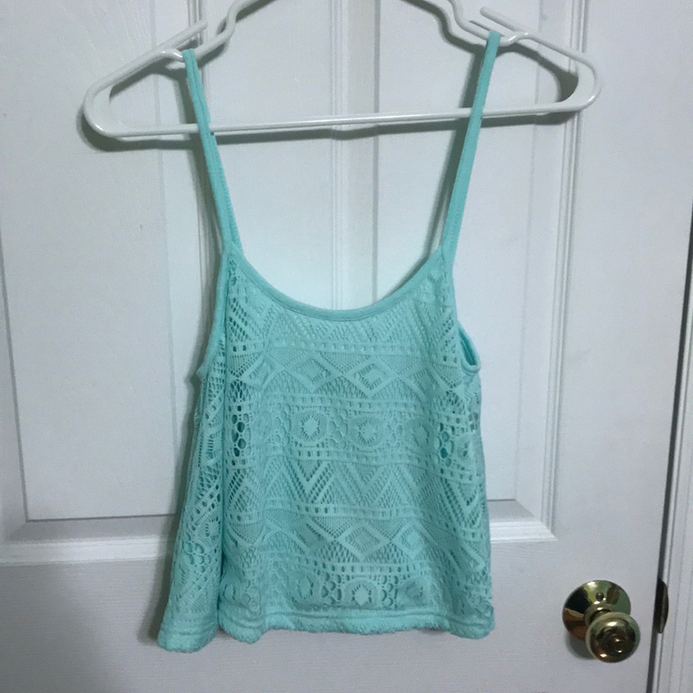 Sea foam green flowy lacy crop top